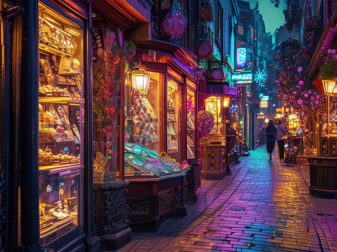 酒吧街的珠宝魅力，璀璨夜色中的灵动之光