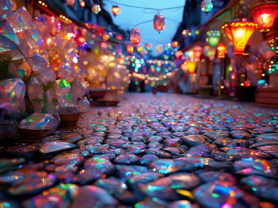 夜市灯光秀下的珠宝奇幻之旅